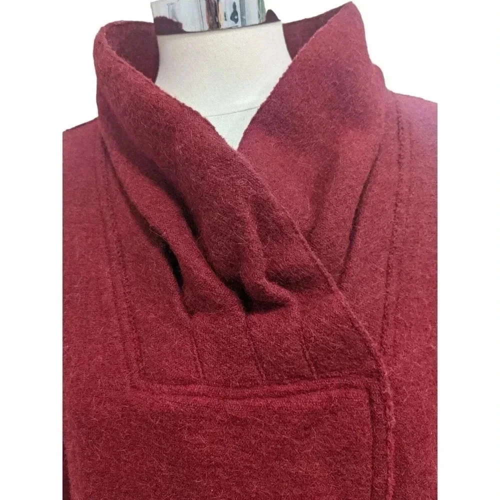 Beyond Threads Jacket Womens Size Medium Red Alpaca Wool Blend Button Front - Picture 7 of 8